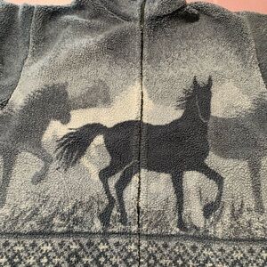 Outback Trading Horses Jacket!Striking Horse Design,Full Zip-Heavy Fleece Cozy!